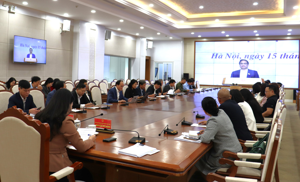 Quang cảnh hội nghị tại điểm cầu tỉnh Quảng Ninh.